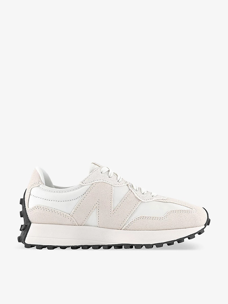 327 logo-embroidered suede and woven low-top trainers - 1