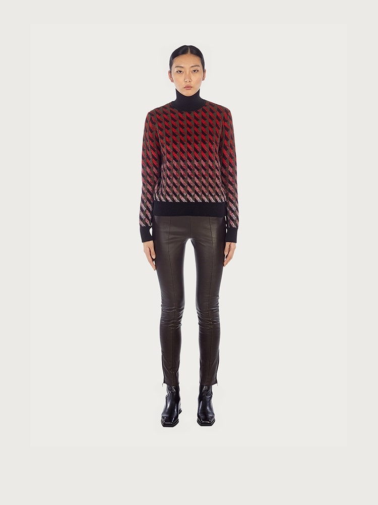 HIGH NECK JACQUARD SWEATER - 2