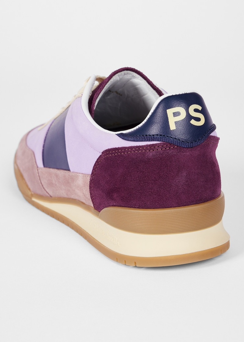 Paul Smith Women's Nubuck Purple 'Dover' Colourblock Retro Gum Trainers outlook