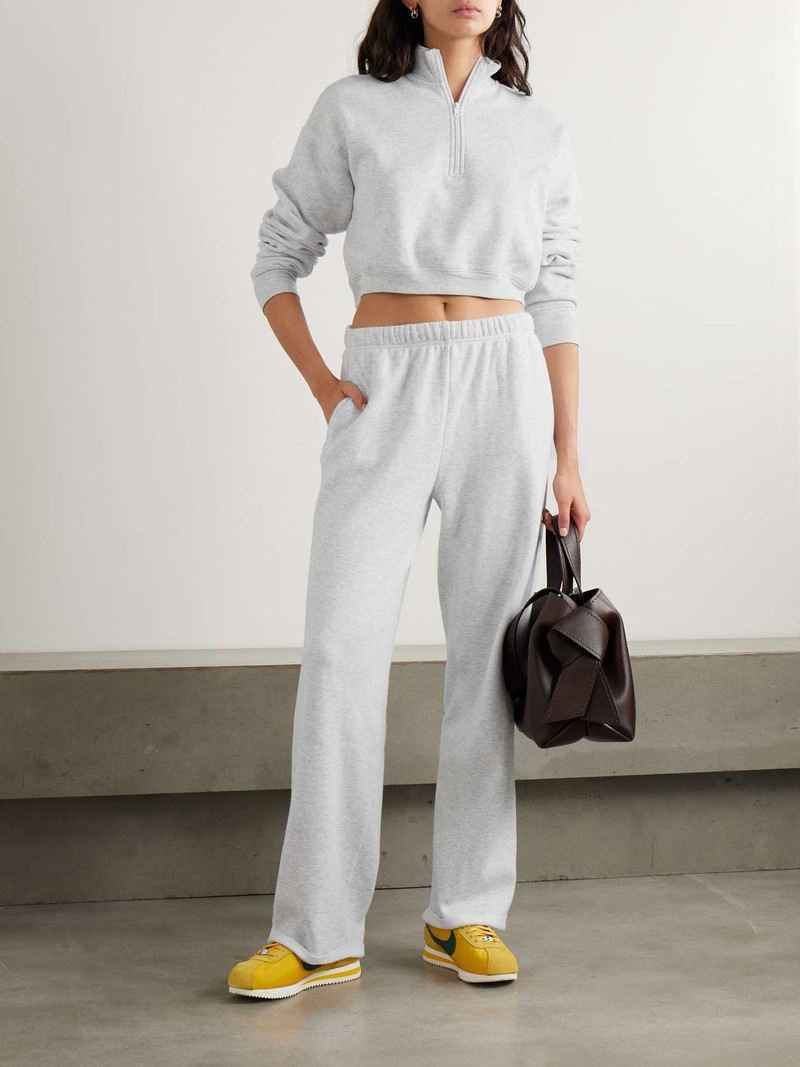 SKIMS Cotton-blend jersey straight-leg track pants - Light Heather Gray Light gray outlook