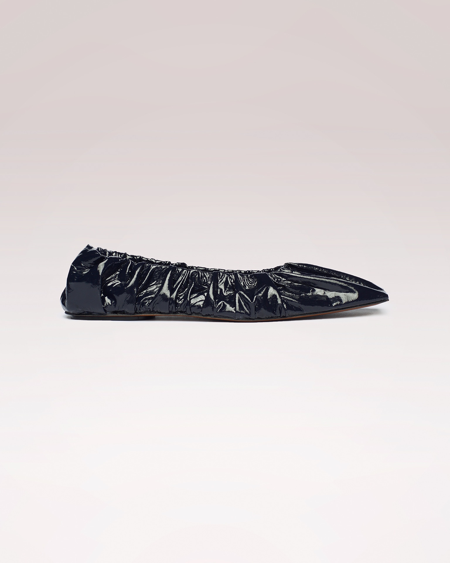 MATANGI - Ruched patent vegan leather flats - Navy - 3