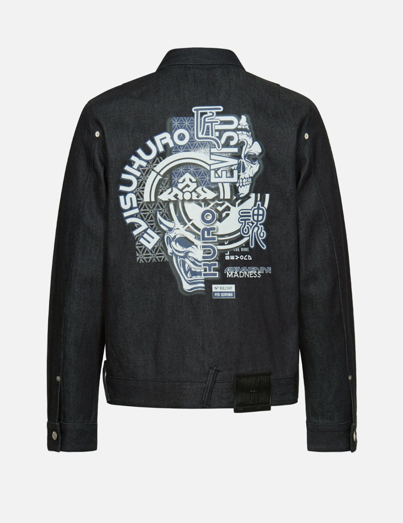 Hannya and Kamon Collage Print Denim Jacket 1