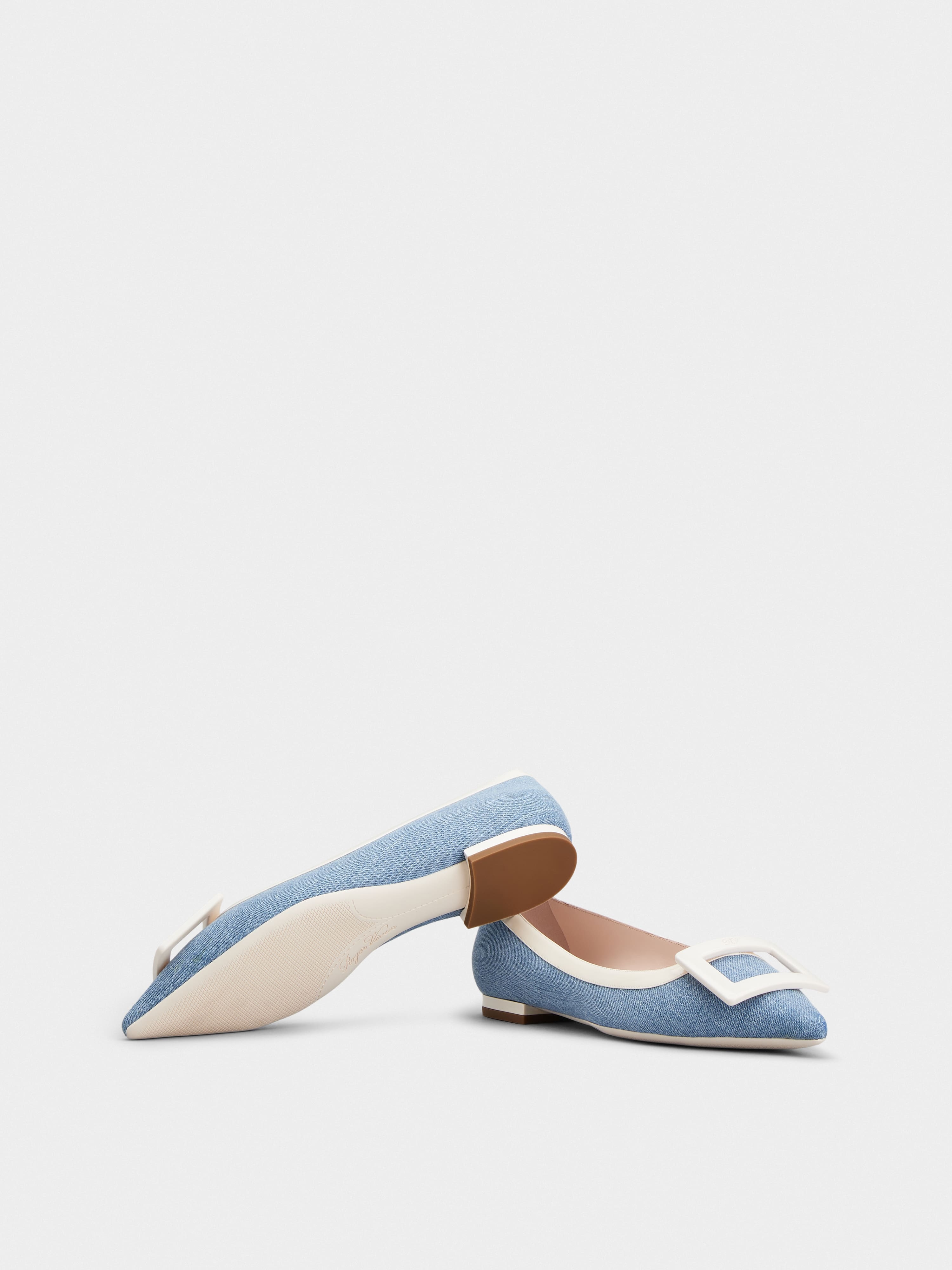 Gommettine Bicolor Lacquered Buckle Ballerinas in Denim - 6