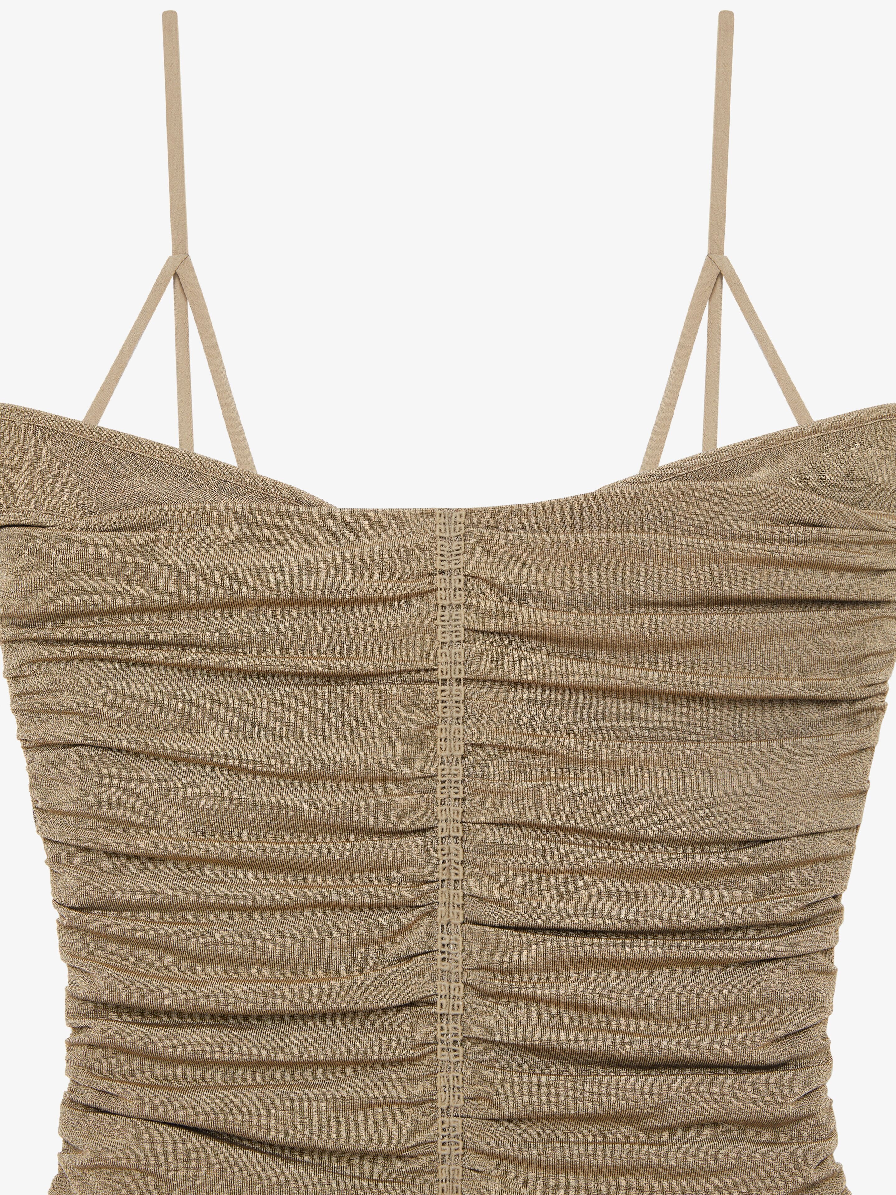 RUCHED OFF-SHOULDER DRESS WITH TANK TOP STRAPS - 5
