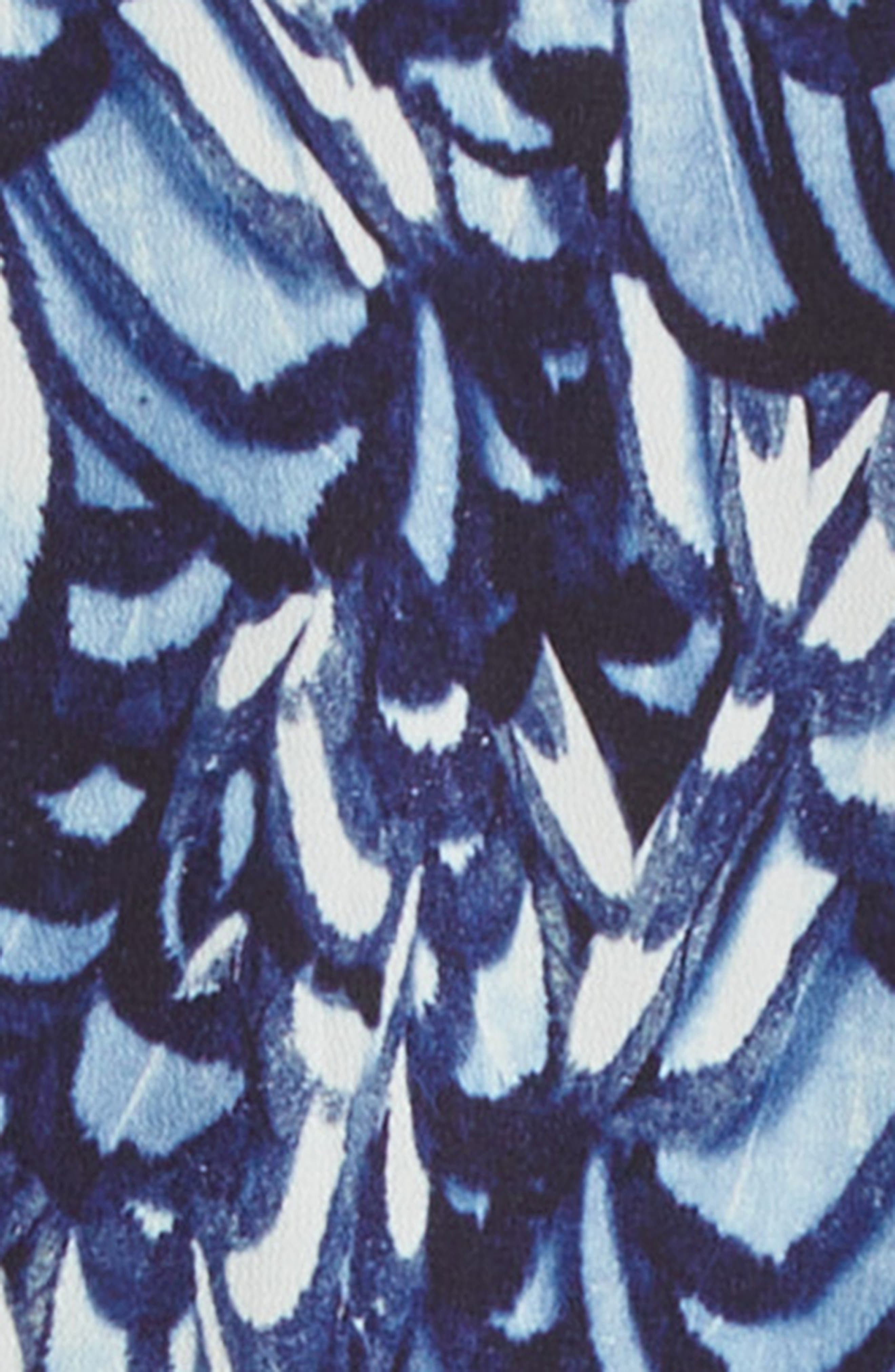 McQueen Feather Print Boxy Camp Shirt in Blue at Nordstrom - 6