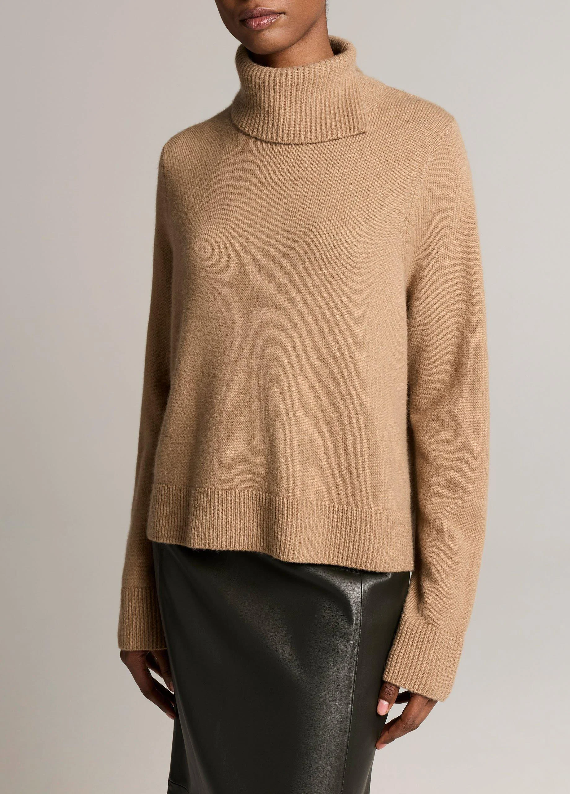 Wool-Cashmere Side-Slit Turtleneck Sweater - 1