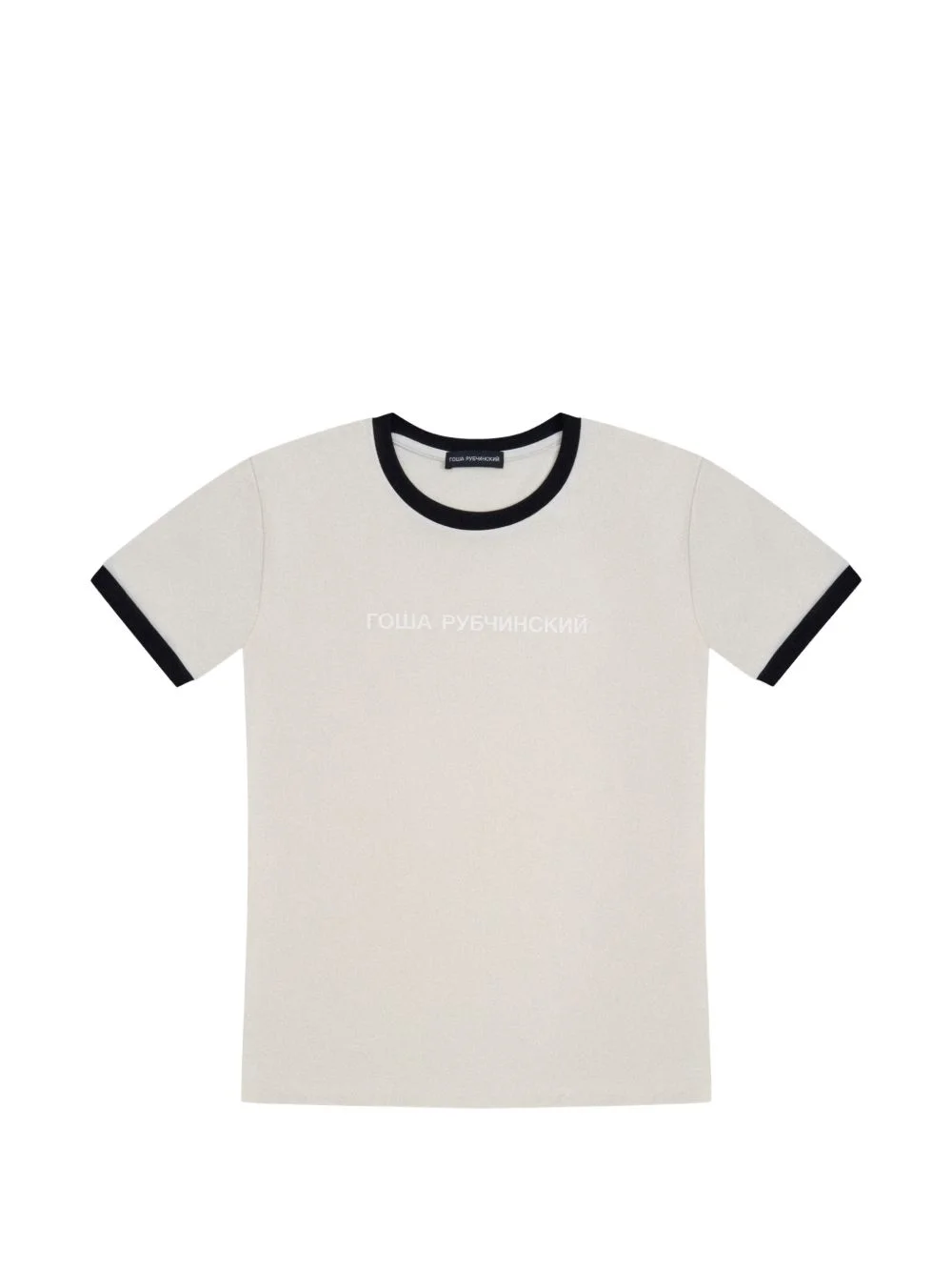 logo-print contrast-trim T-shirt - 1
