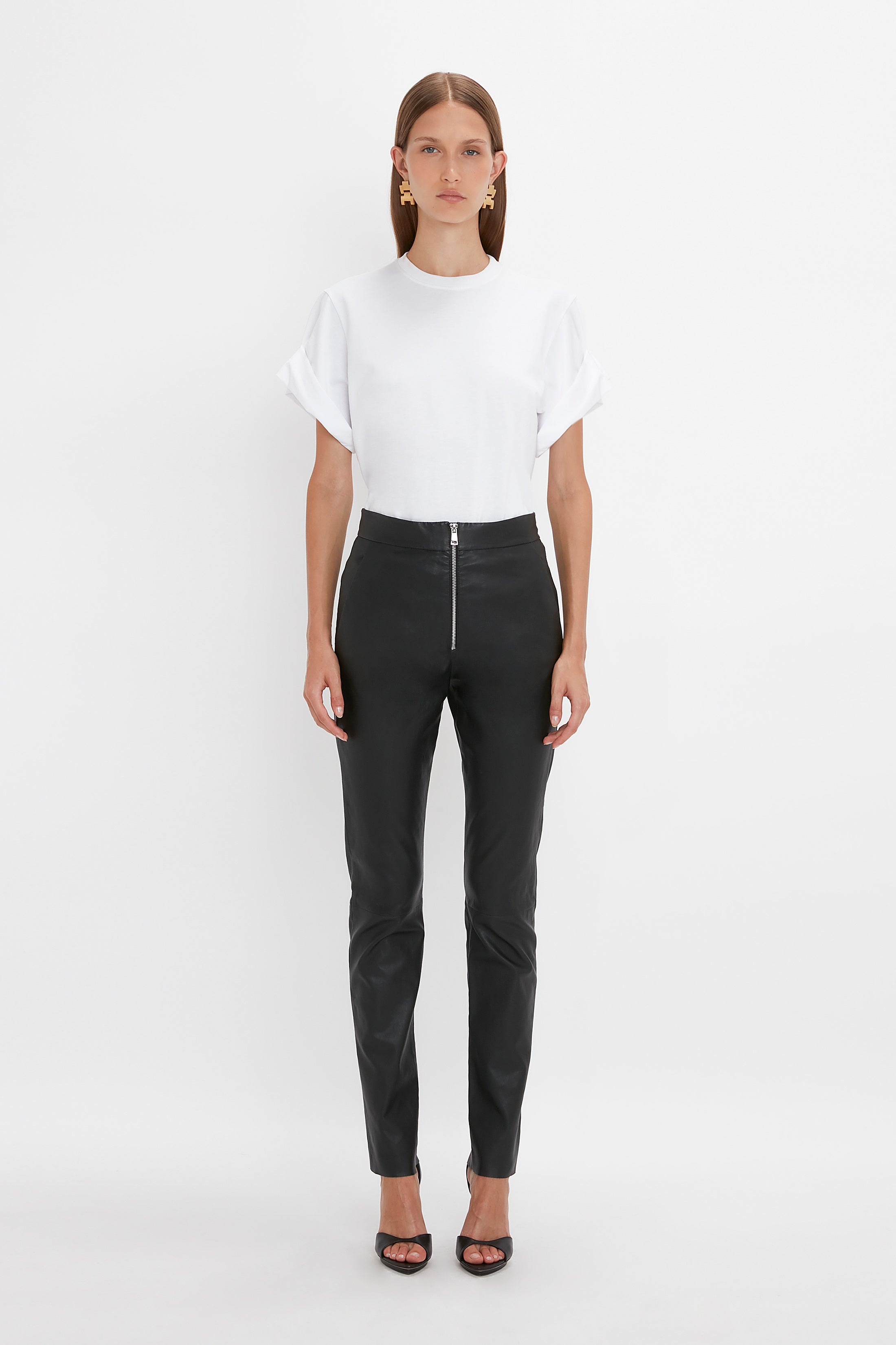 Slim Leather Trouser in Black - 2
