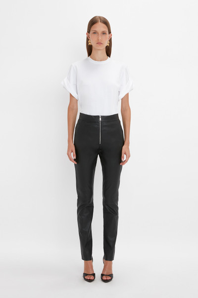 Victoria Beckham Slim Leather Trouser in Black outlook
