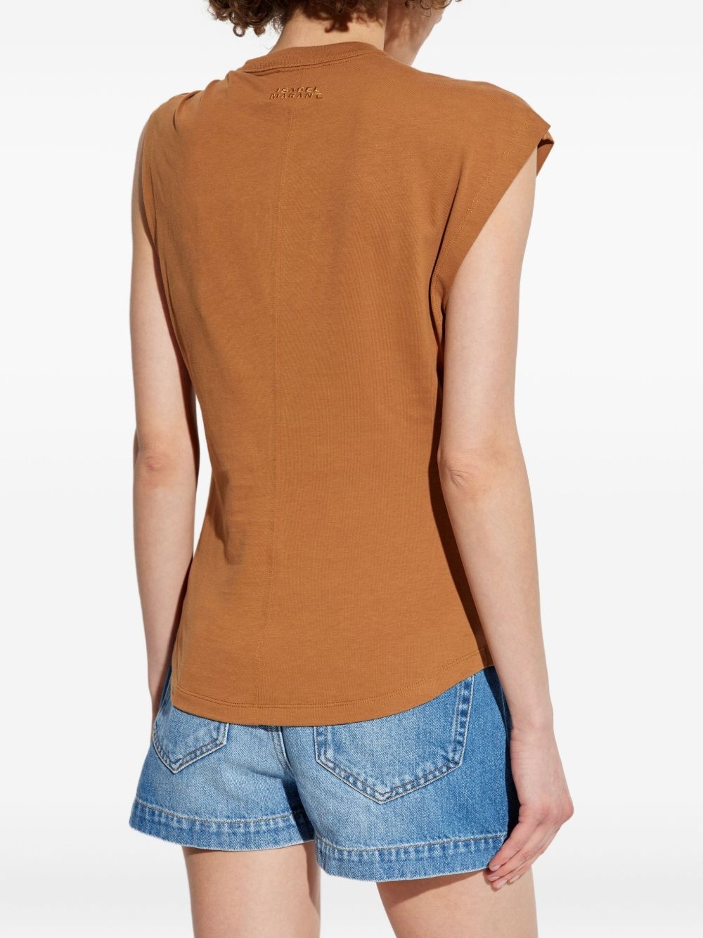 twisted-neckline cotton top - 4