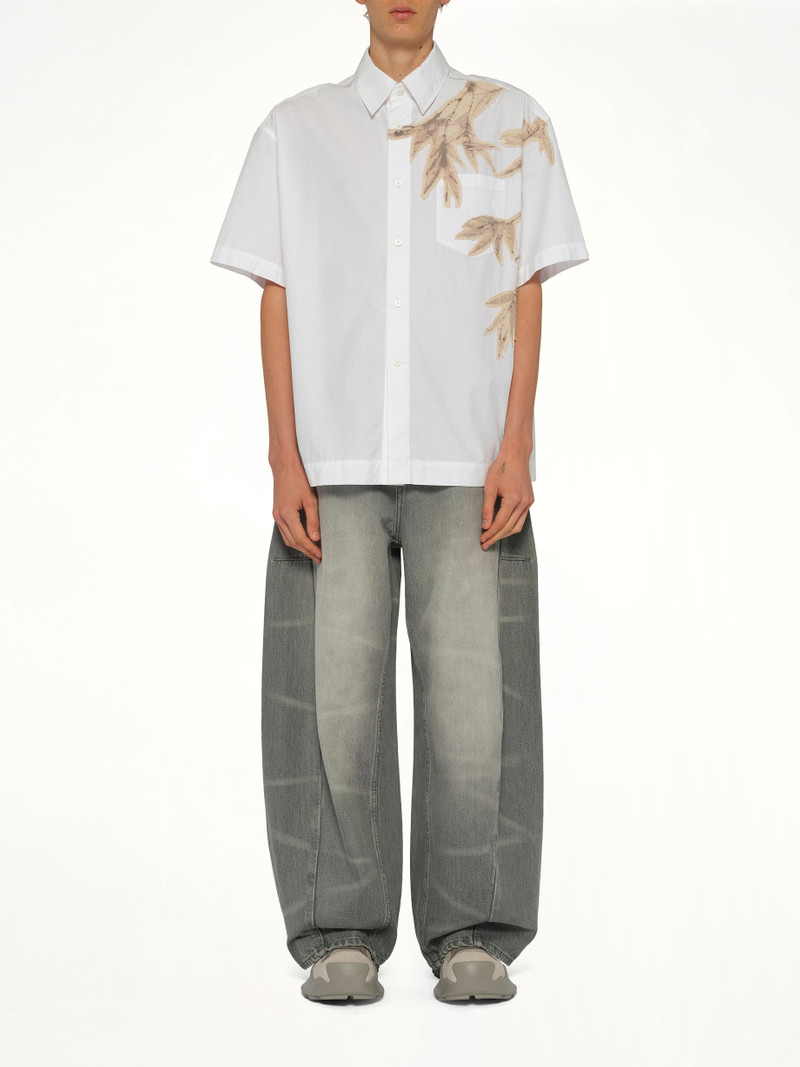 Bamboo Printed Short Sleeve Shirt in White 7