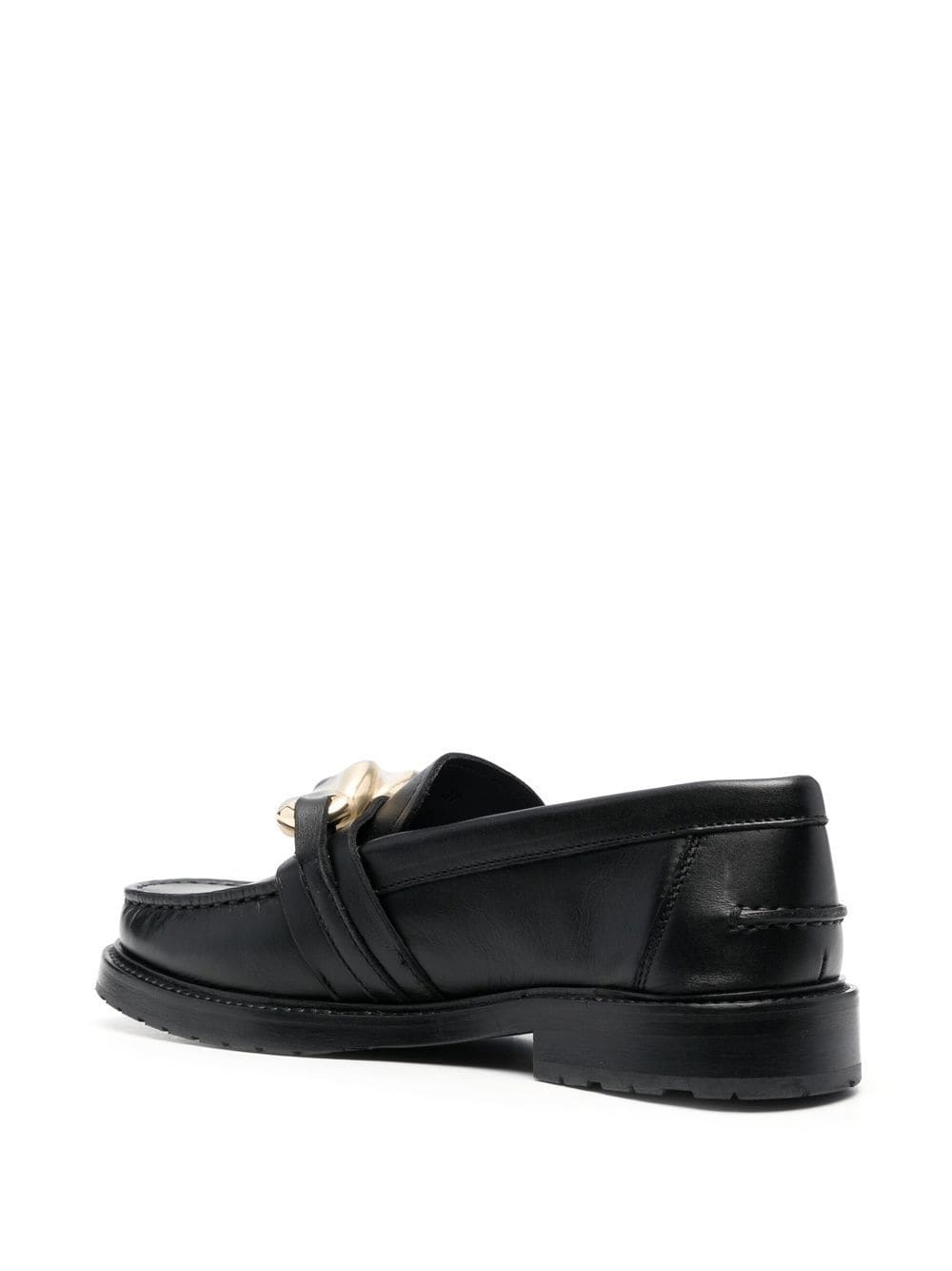 logo-plaque leather loafers - 3