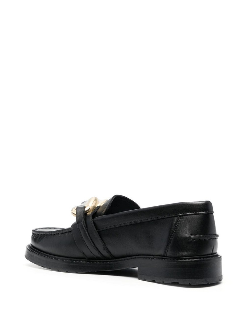 logo-plaque leather loafers 3