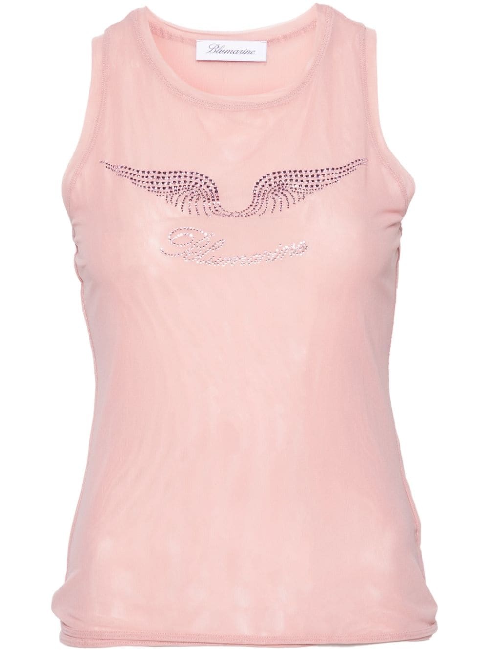 rhinestone-detailing mesh tank top - 1