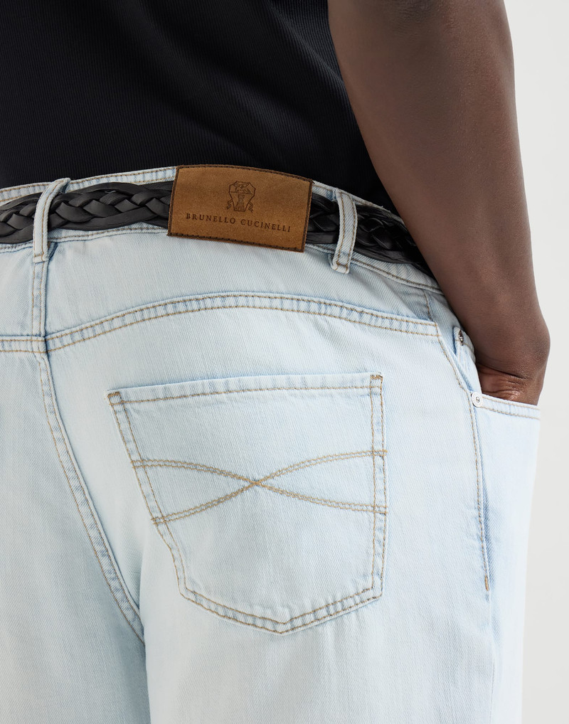 Lightweight denim traditional fit five-pocket trousers 4