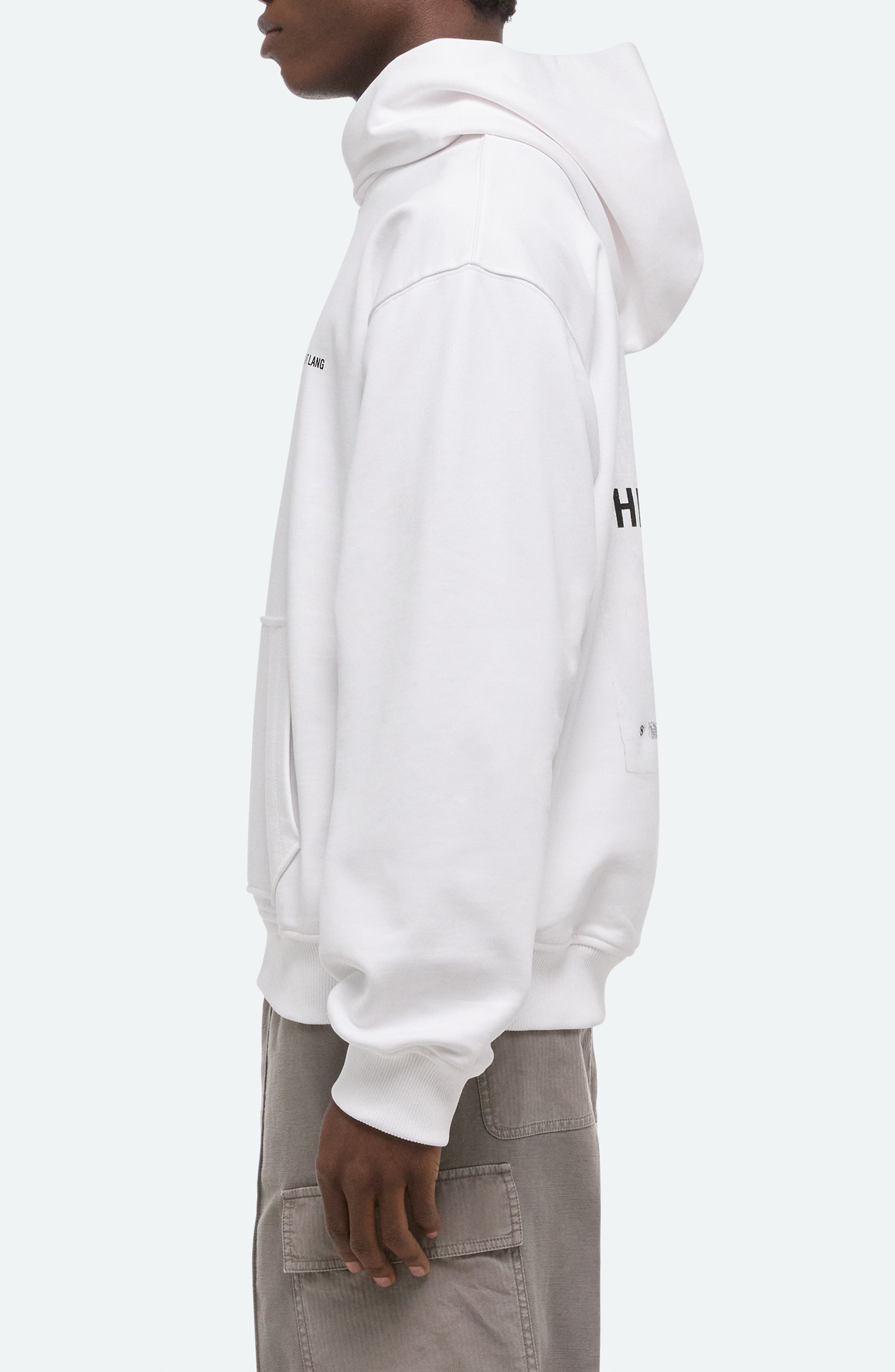 Helmut Lang Plastic Compact Cotton Graphic Hoodie in White at Nordstrom - 3