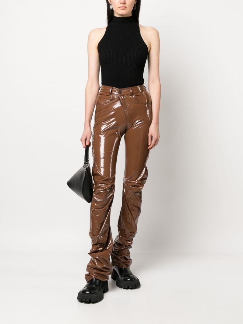 draped patent-leather trousers - 2