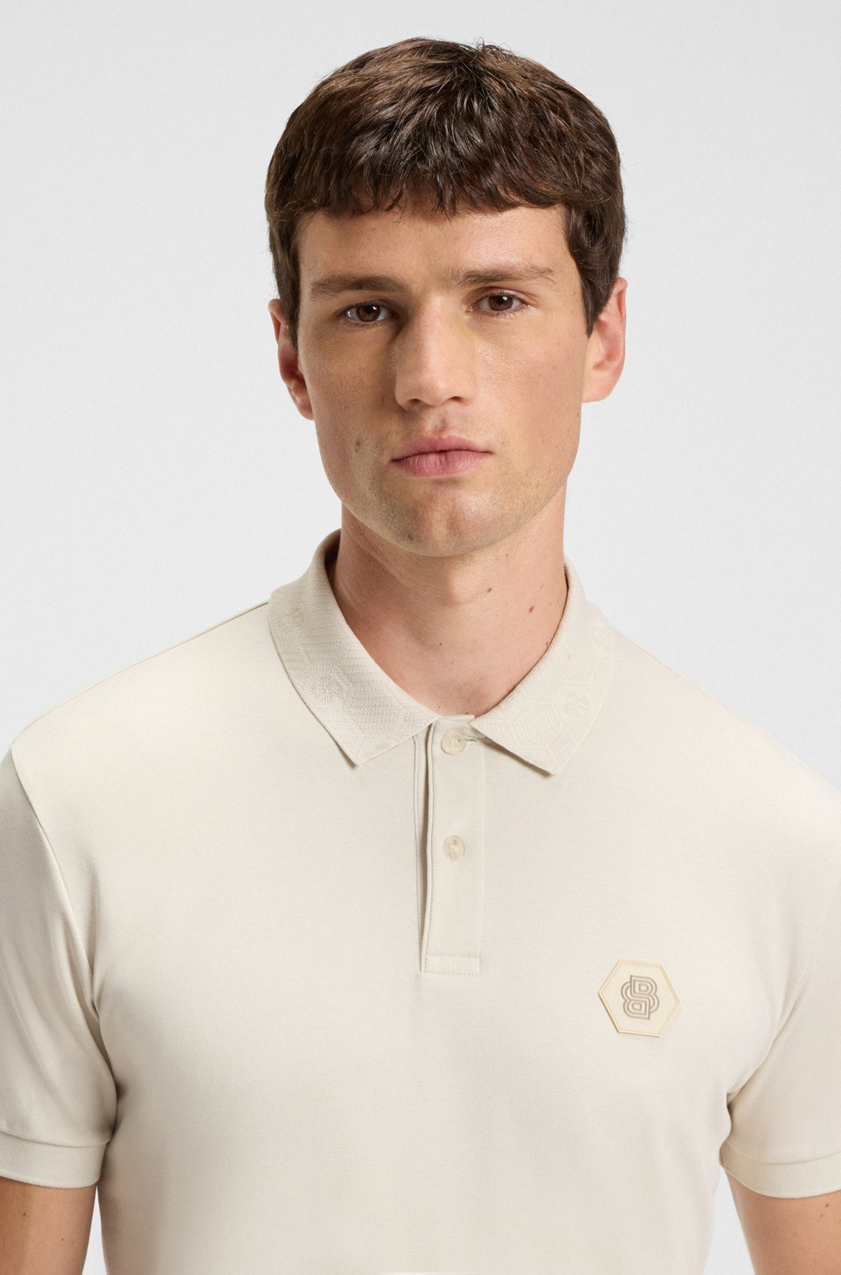 PIMA-COTTON POLO SHIRT WITH DOUBLE B MONOGRAM - 3