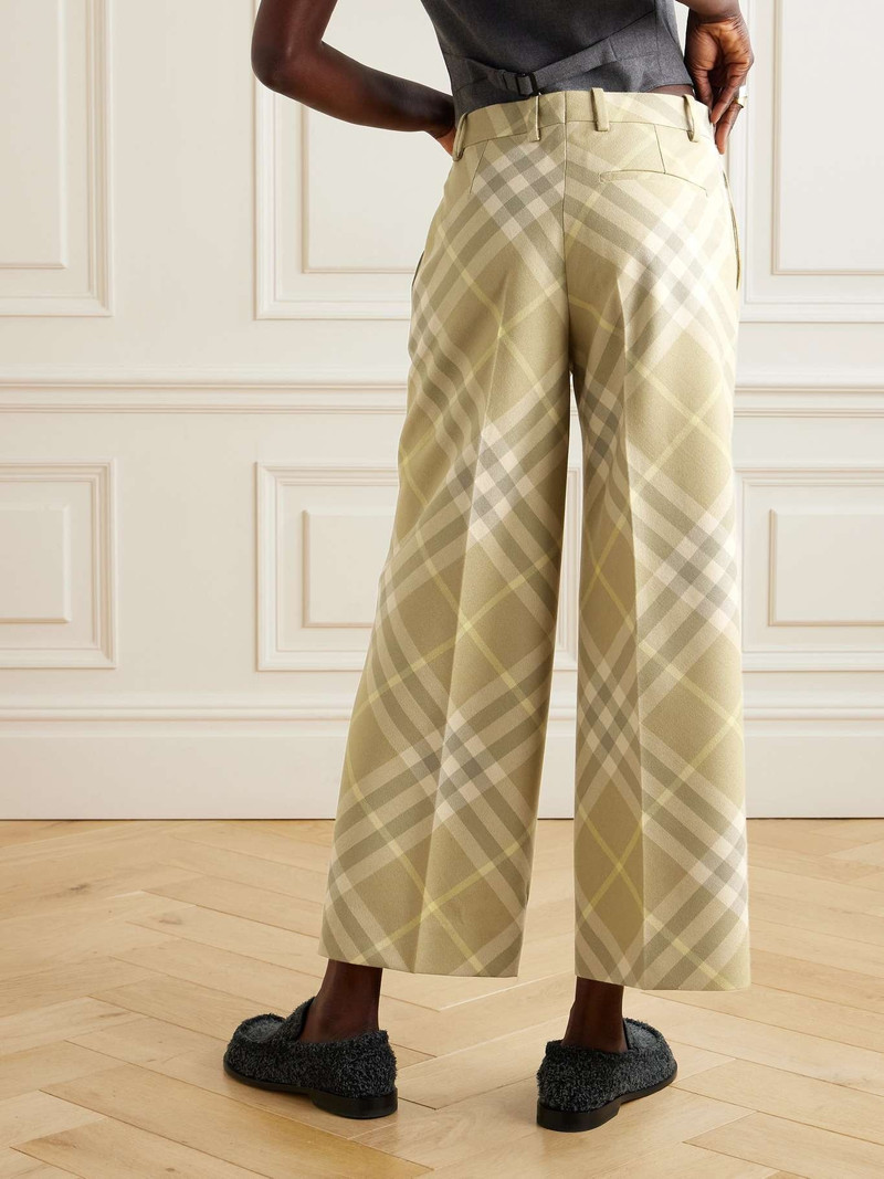 Cropped checked wool straight-leg pants 4