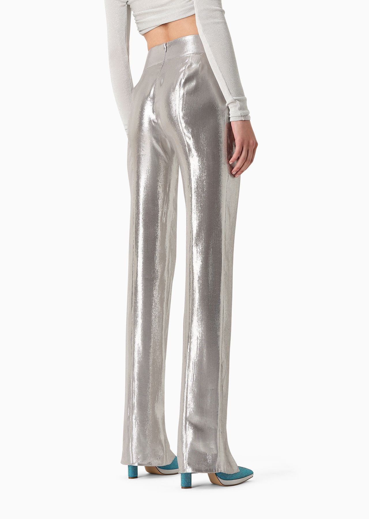 Silk and Lurex-blend trousers - 3