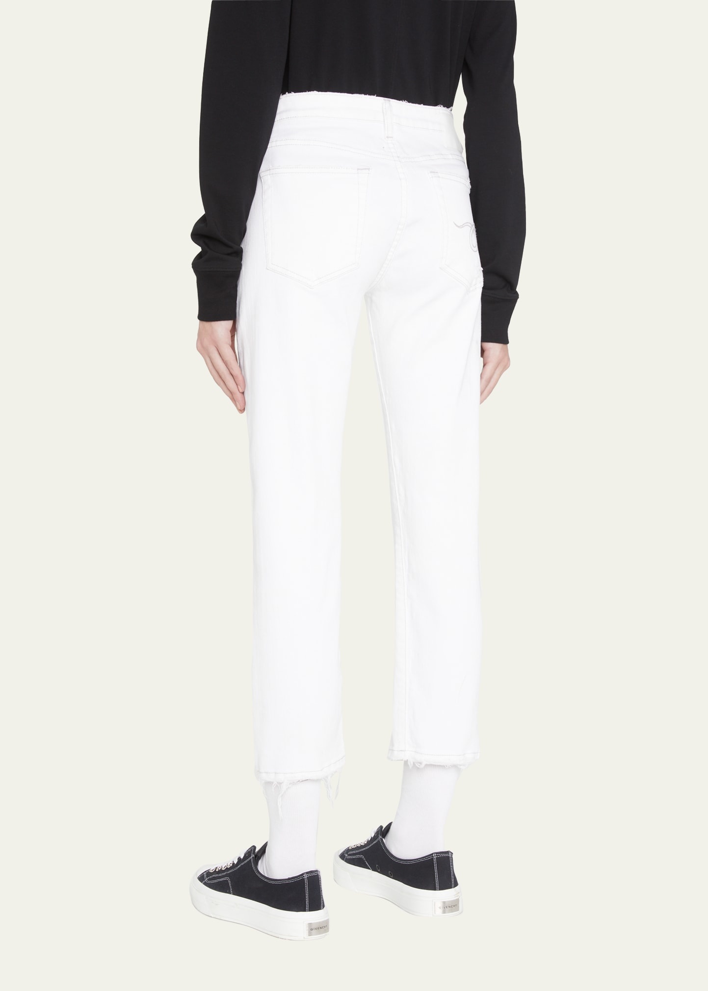 Boy Straight Cropped Frayed Hem Jeans - 3