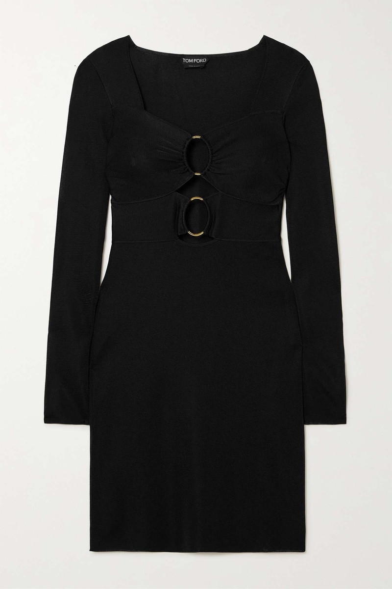Cutout embellished stretch-knit mini dress - 1