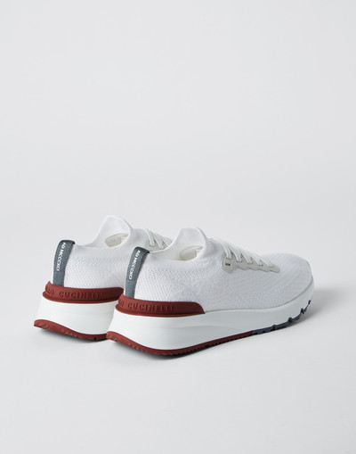 Brunello Cucinelli Cotton knit and semi-polished calfskin runners outlook