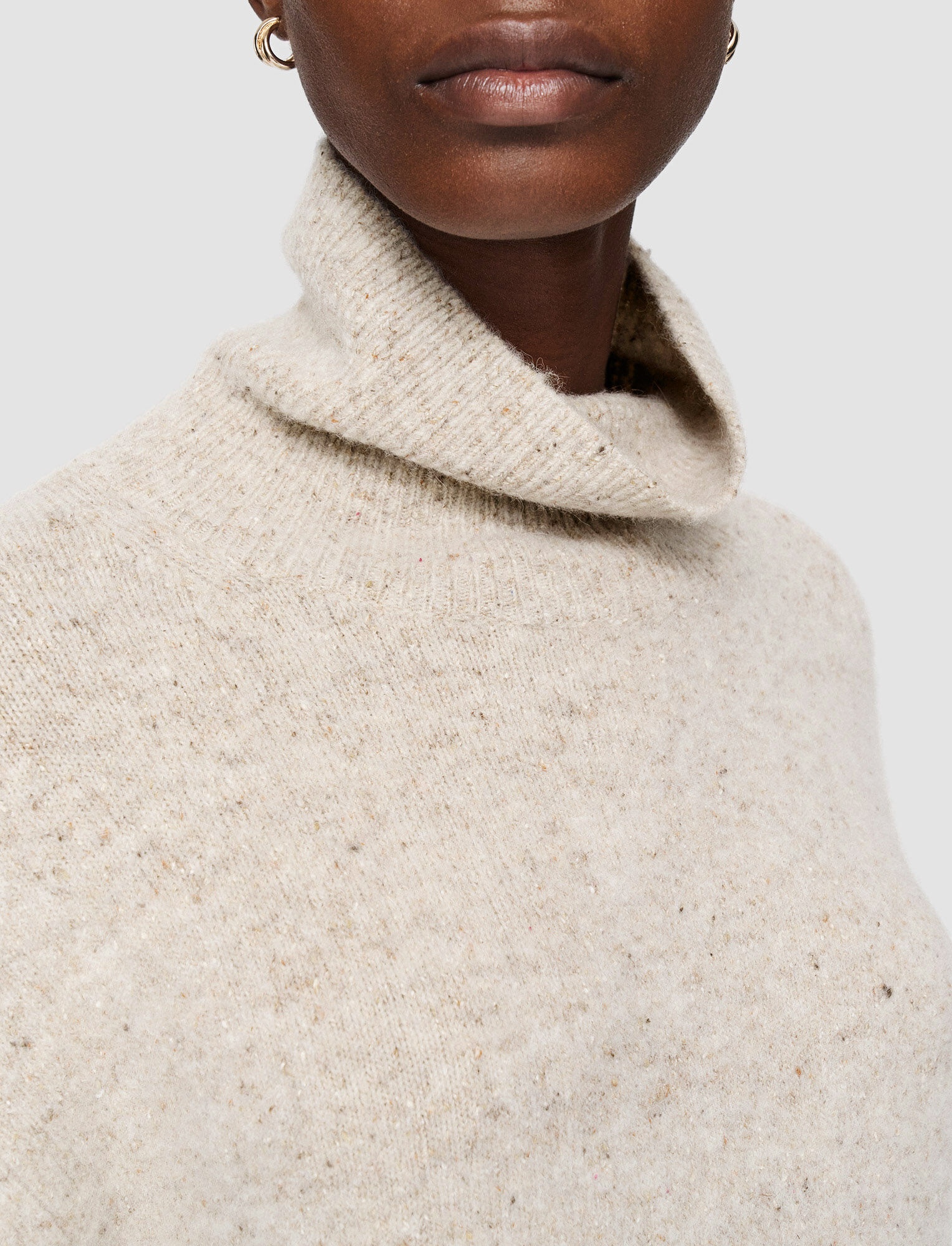 Alpaca Tweed Knit High Neck Jumper - 5