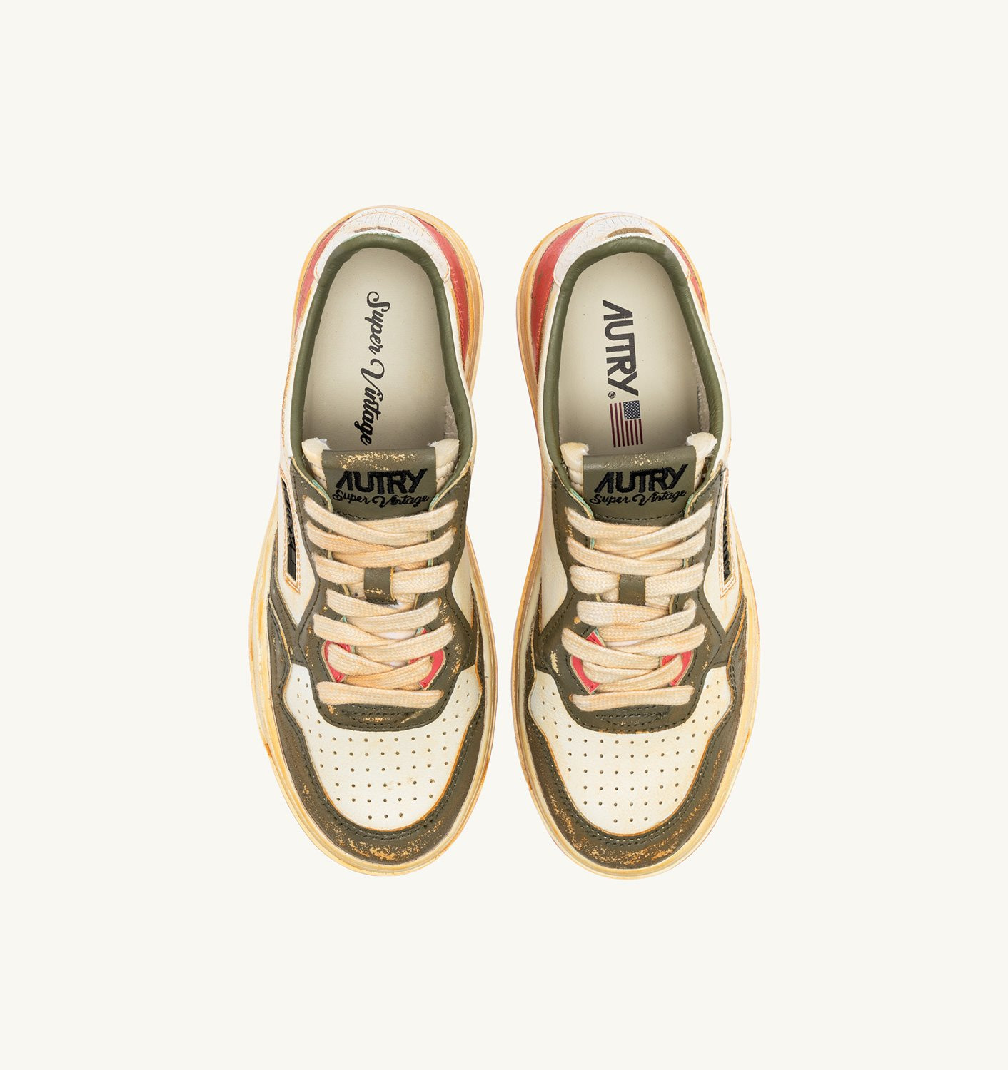 MEDALIST LOW SUPER VINTAGE SNEAKERS IN TEA-ROSE AND COVERT GREEN LEATHER - 5
