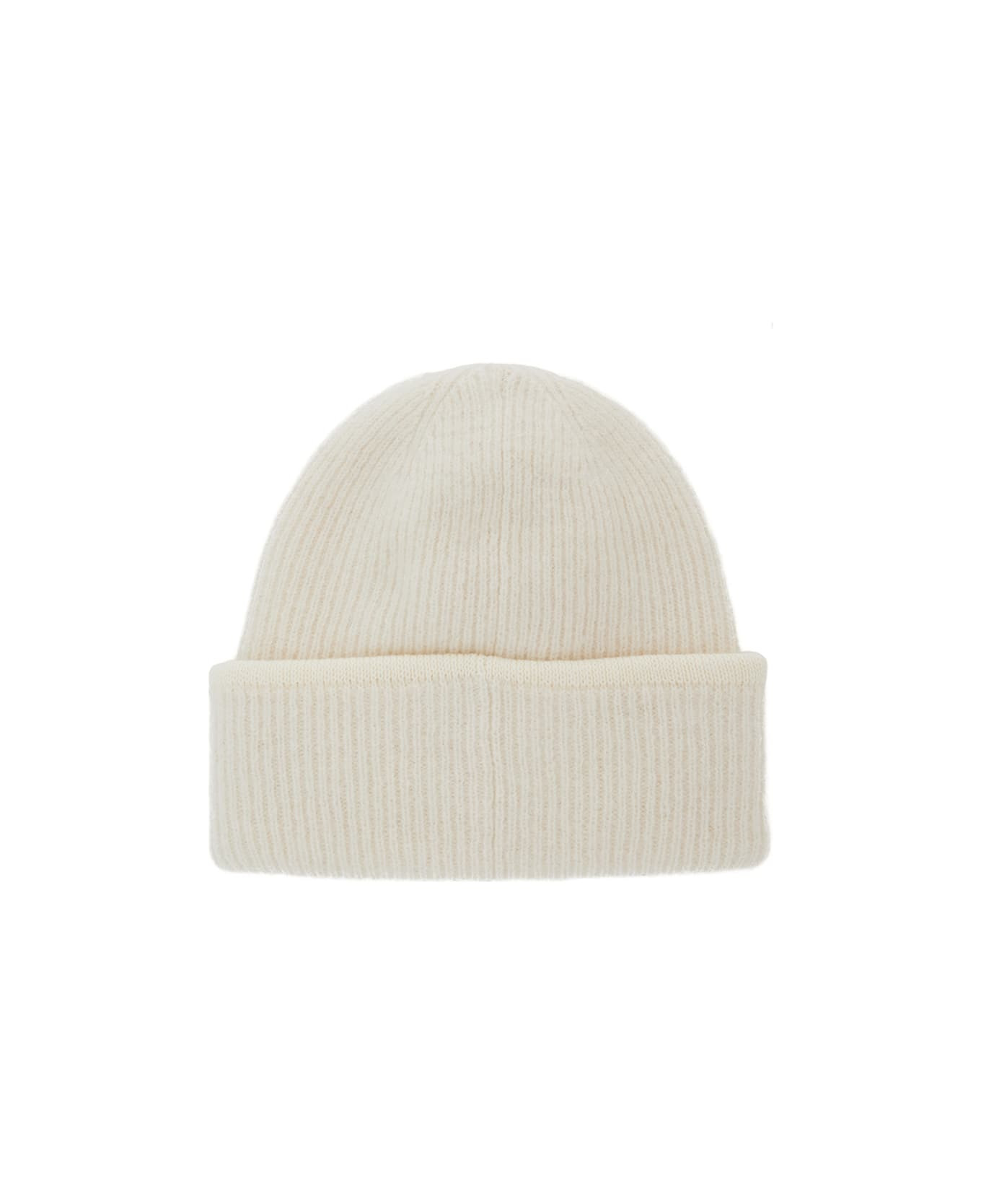 'le Berret Gros Grain' White Beanie With Logo Patch On The Front And Ribbed Knit In Wool Blend Woman - 2