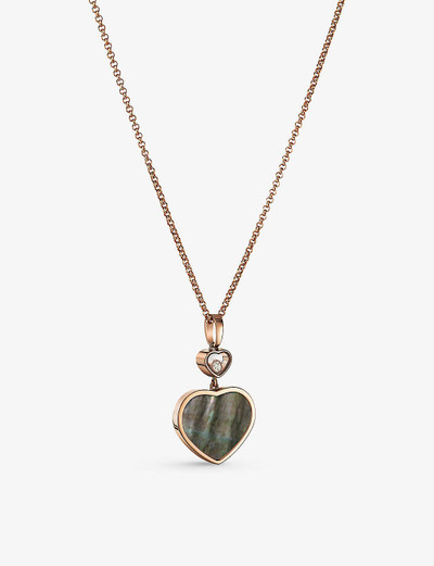 Chopard Happy Hearts 18ct rose-gold, 0.05ct diamond and mother-of-pearl pendant outlook