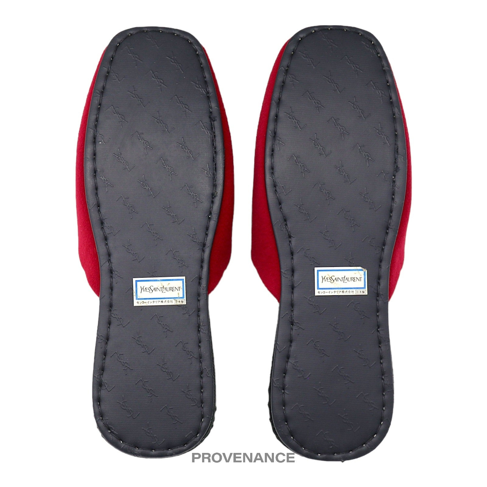 Yves Saint Laurent YSL Logo Slipper - Red Velour - 6