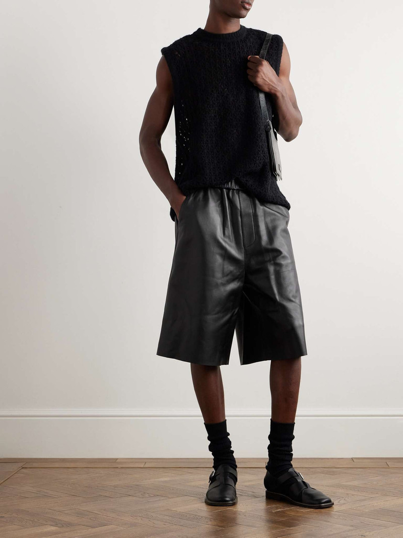 AMI Paris Straight-Leg Leather Bermuda Shorts outlook