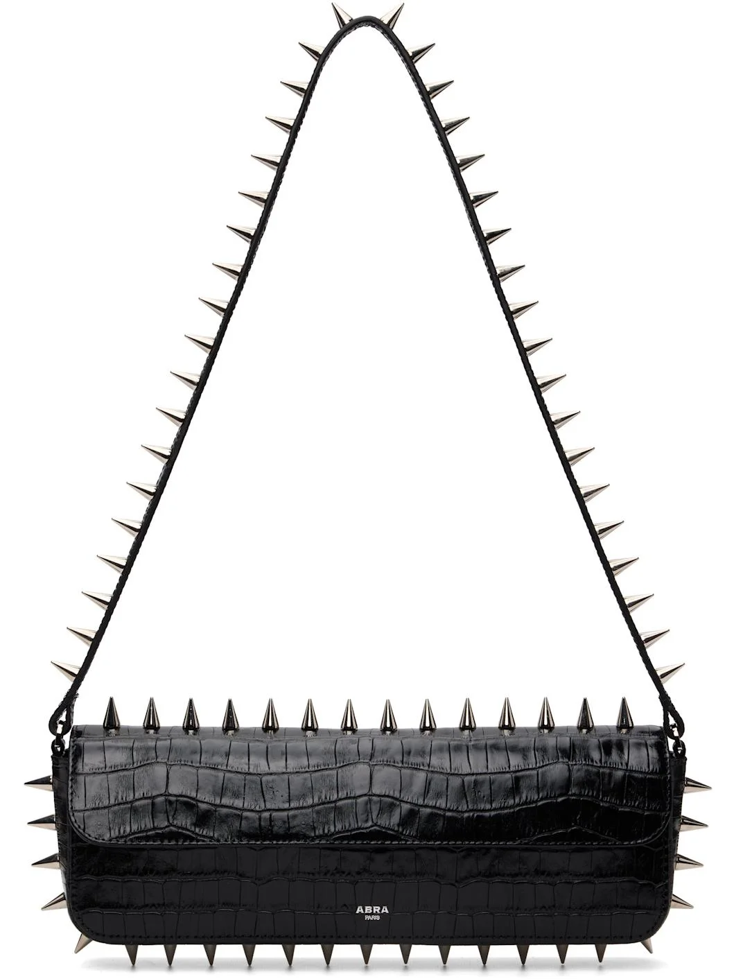 Black Spike Baguette Bag - 1