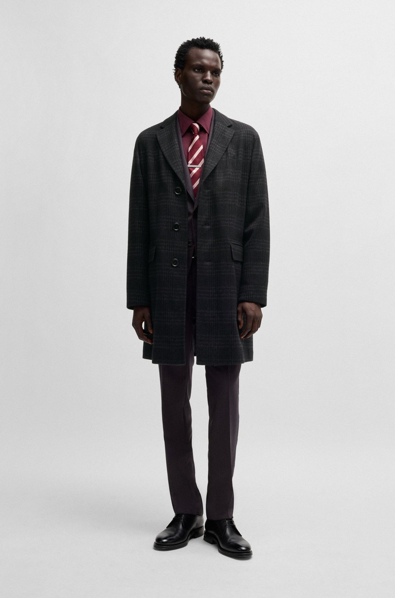 BOSS SLIM-FIT COAT IN CHECKED WOOL AND CASHMERE outlook
