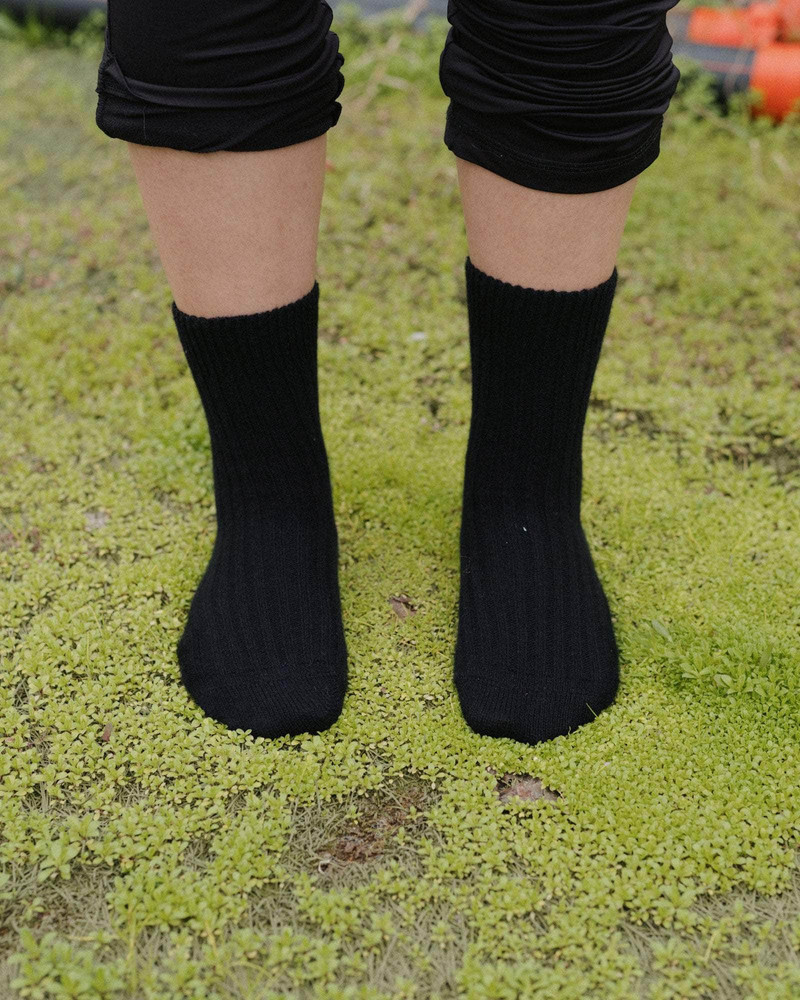 Rib Overankle Socks - Recycled Cashmere Rib 1