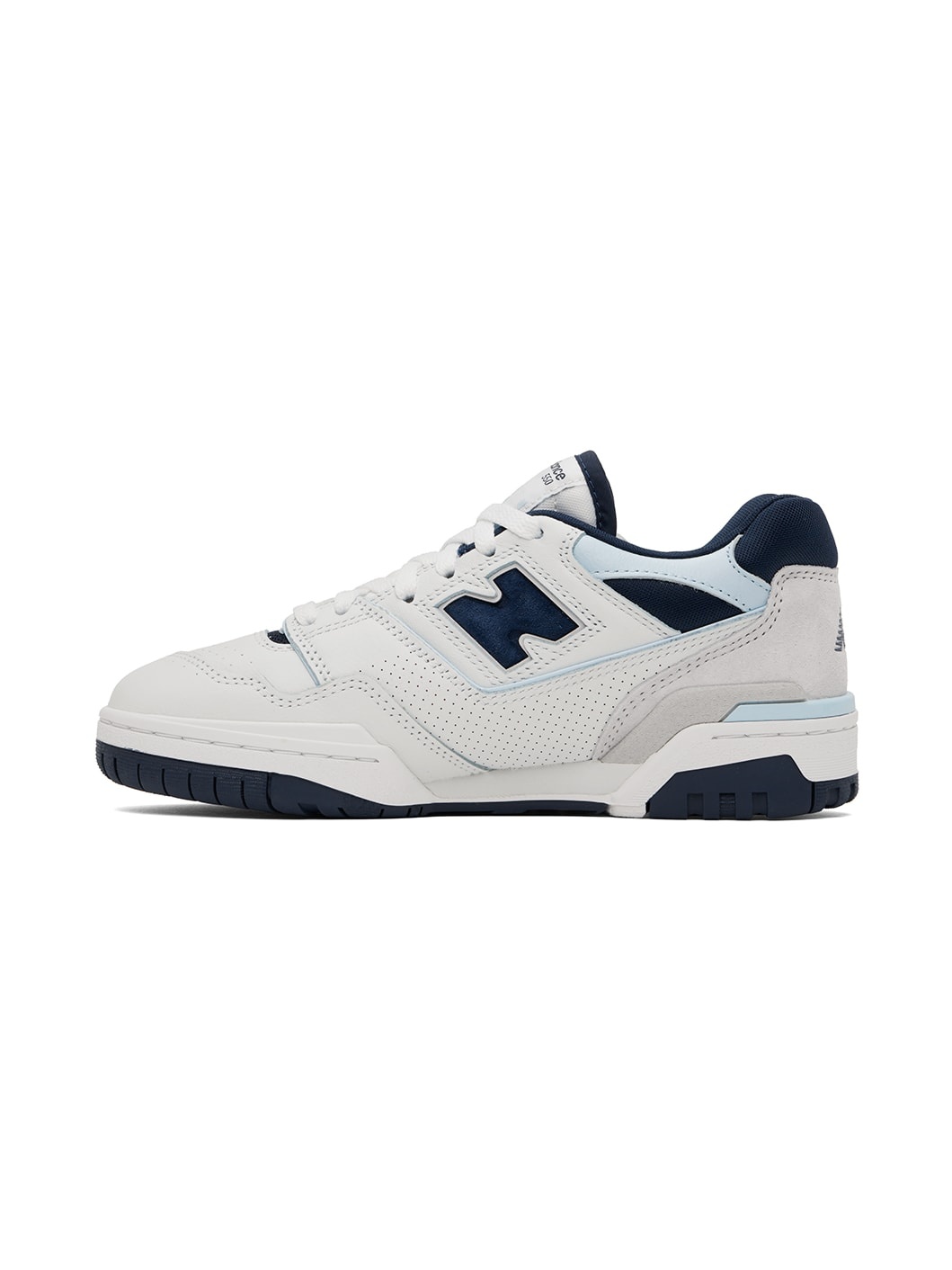 White & Navy 550 Sneakers - 3