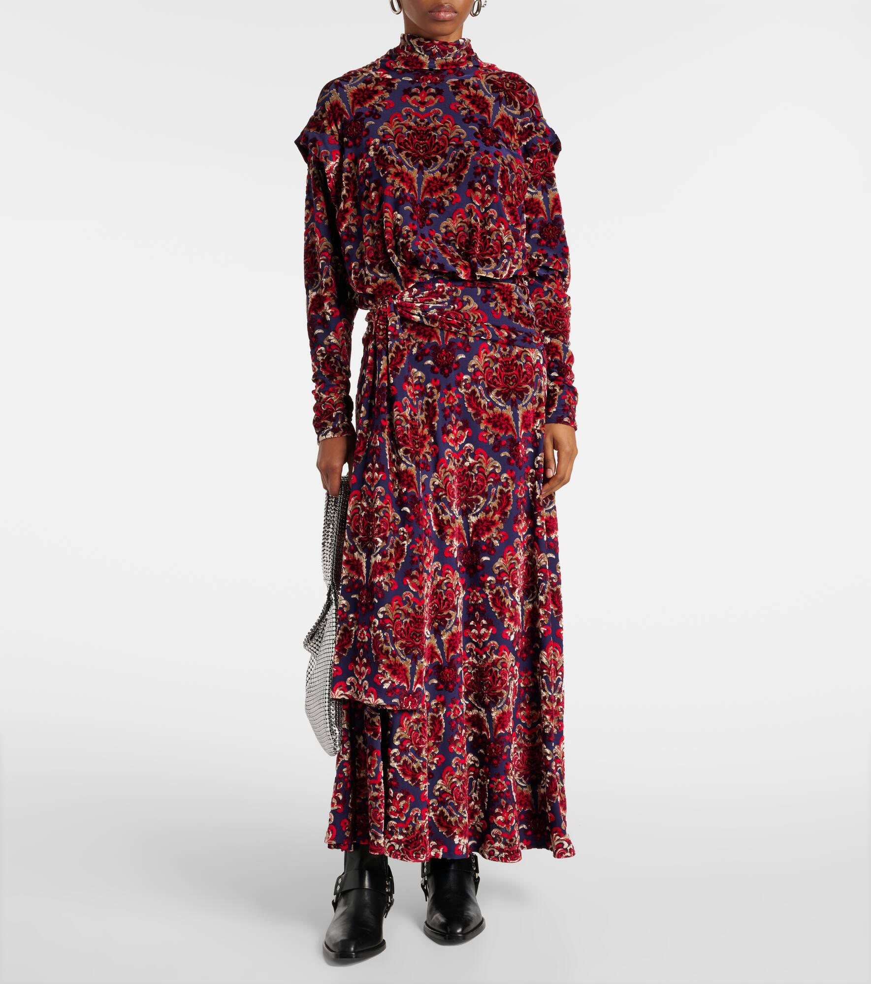 Draped jacquard maxi dress - 2