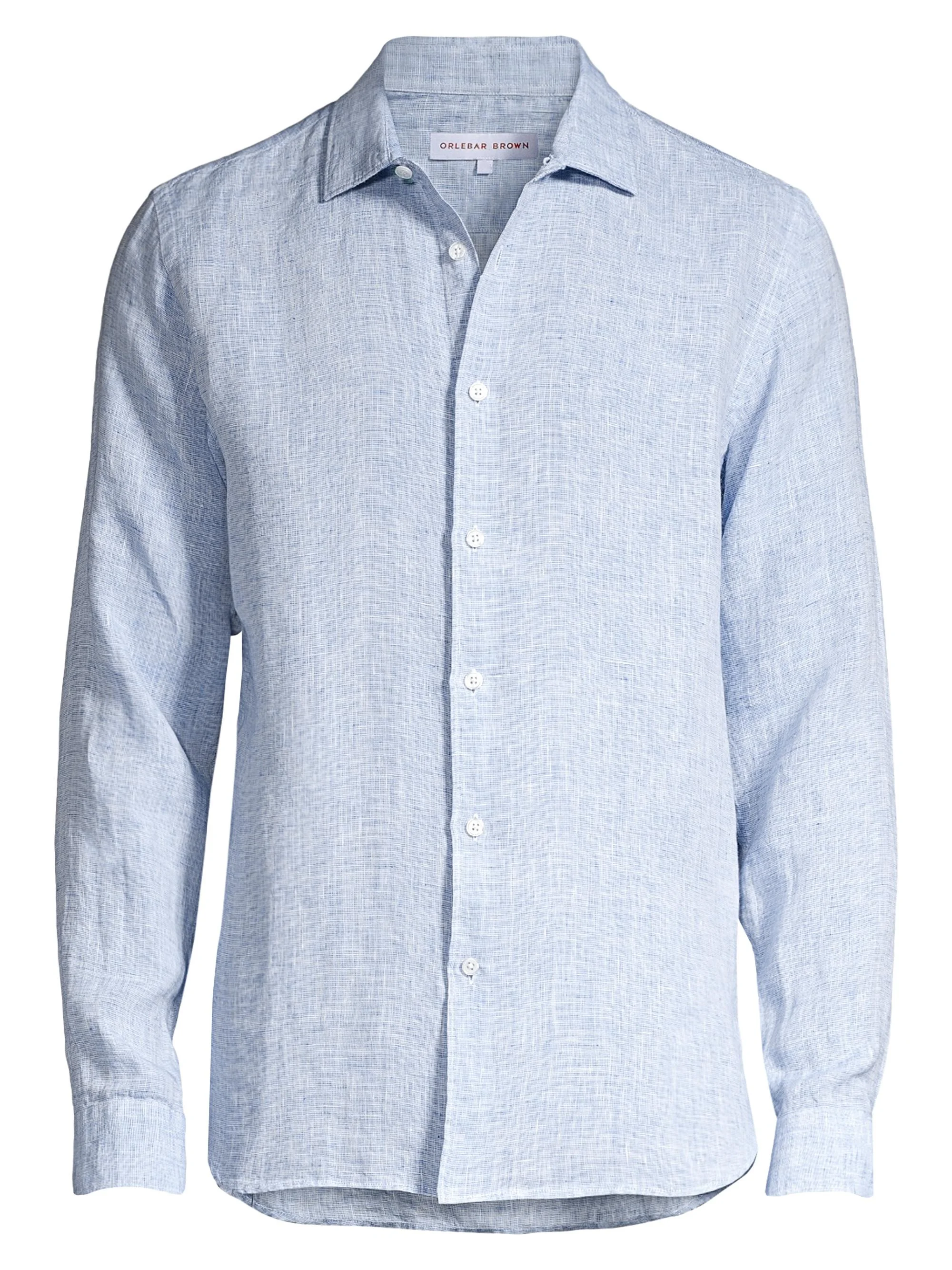 Men's Giles Linen Shirt - Navy White - 1