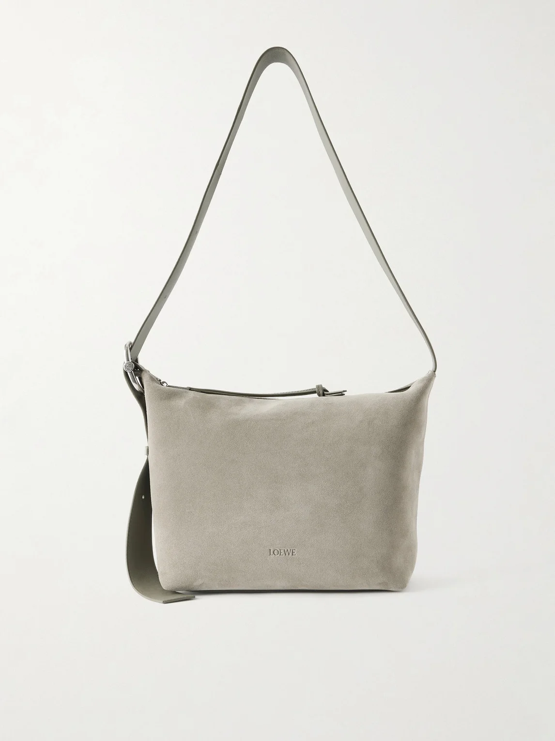 Loop Medium Logo-Debossed Suede Messenger Bag - 1