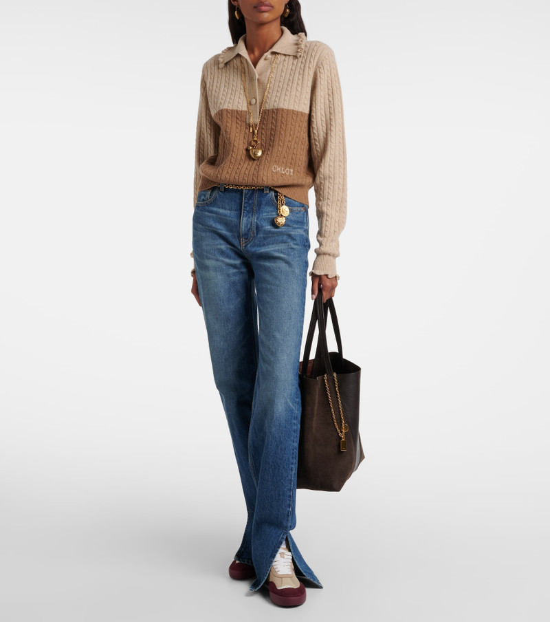 Chloé Chloé Spin leather and suede tote bag outlook