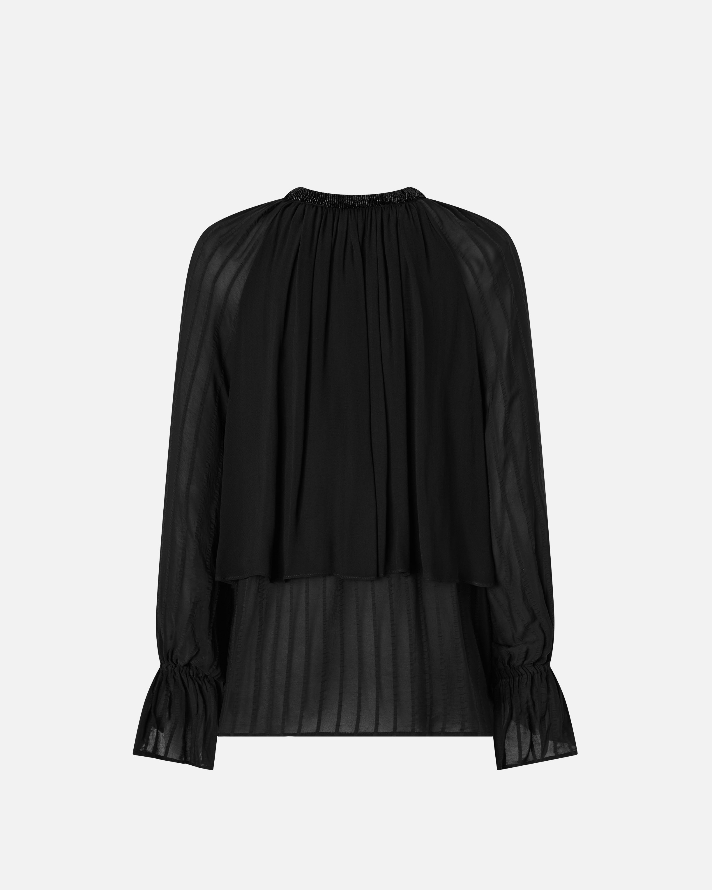 BLOUSE WITH SATIN STRIPES AND BEADED EMBROIDERY - 2