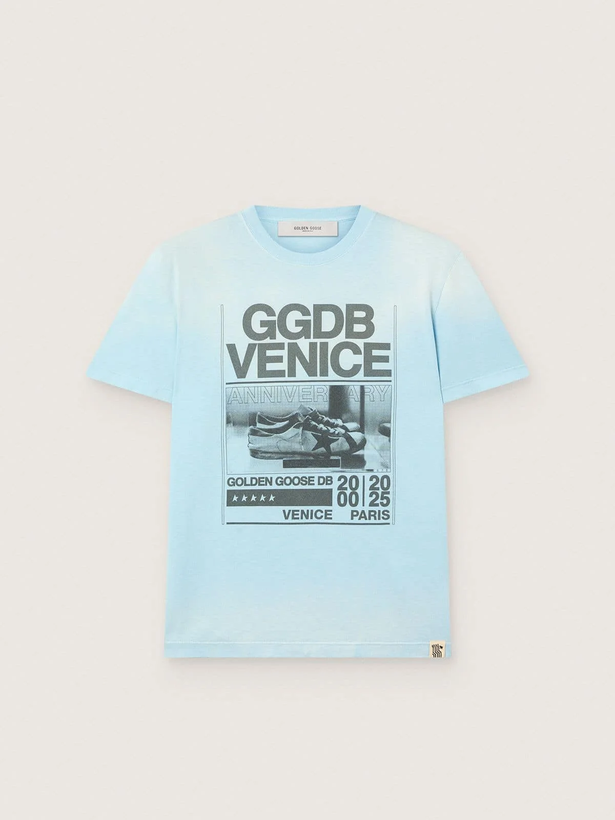 Men’s T-shirt in light blue cotton jersey with graphic print - 1