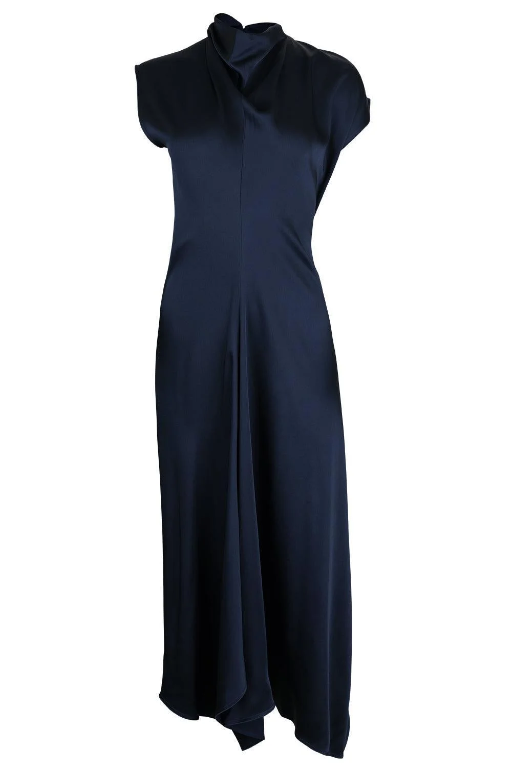 High Neck Drape Midi Dress - 1