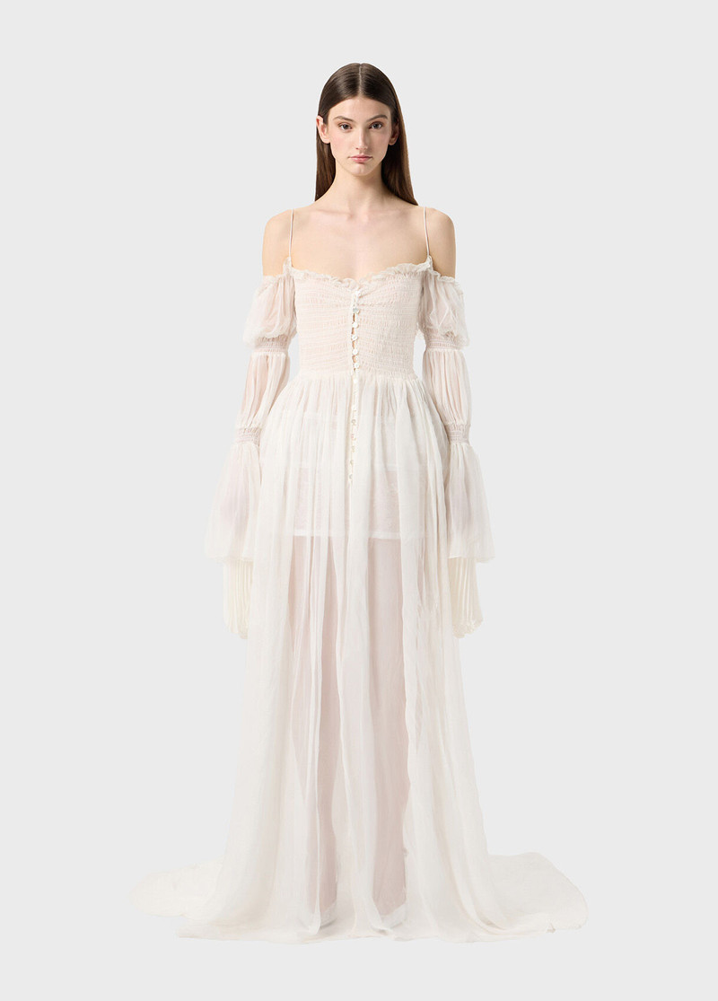 Blumarine LONG SILK CHIFFON DRESS WITH BUTTONS outlook
