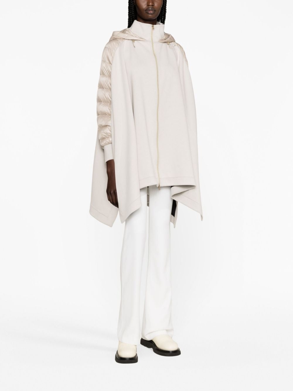 draped hooded coat - 2