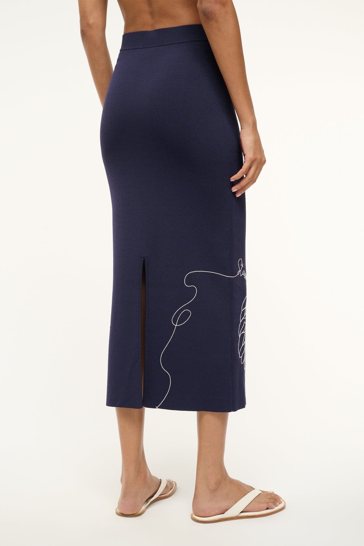 STAUD KARINA SKIRT NAVY WHITE - 4