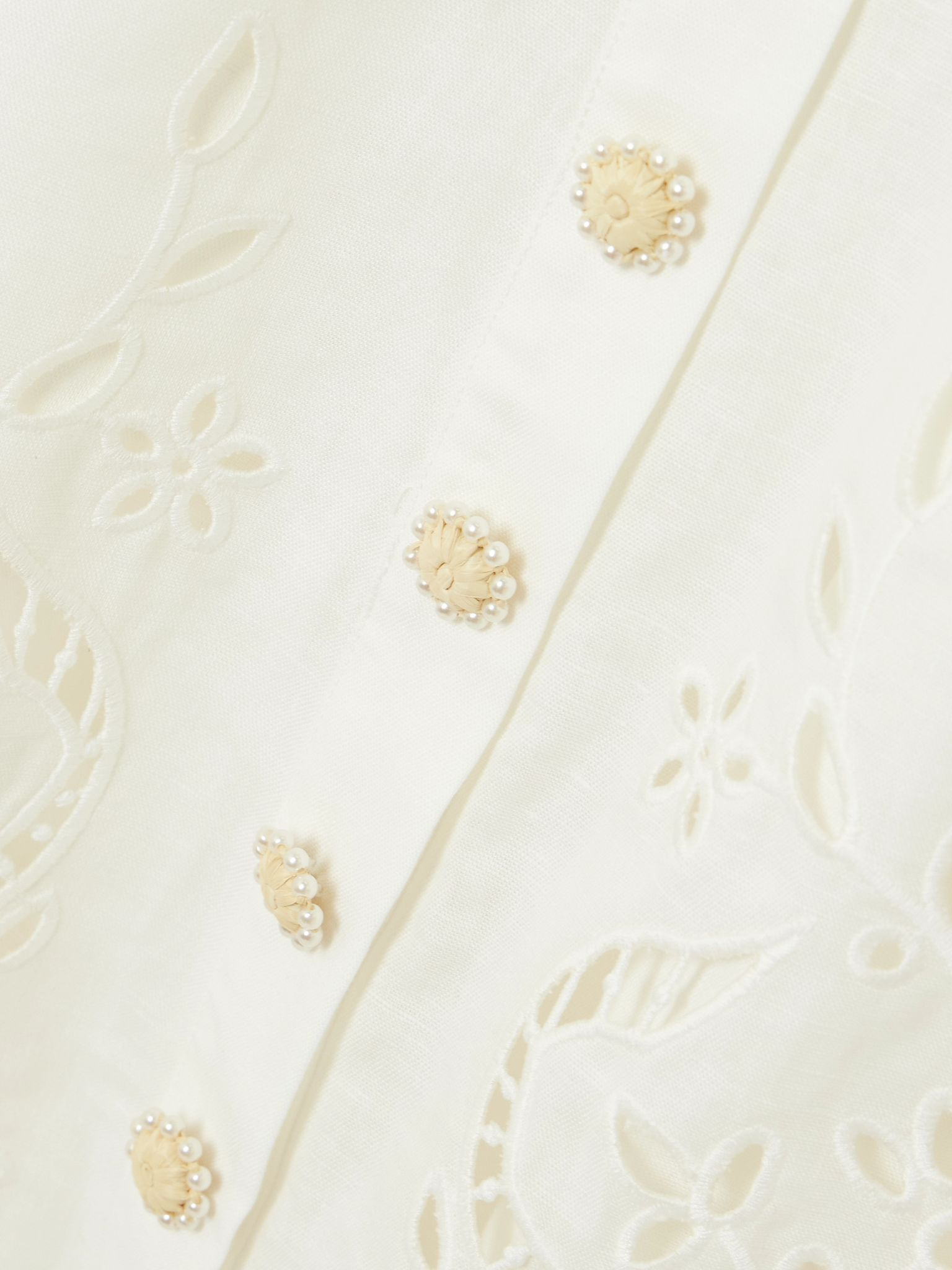 Embellished broderie anglaise linen and cotton-blend midi dress Off-white - 4