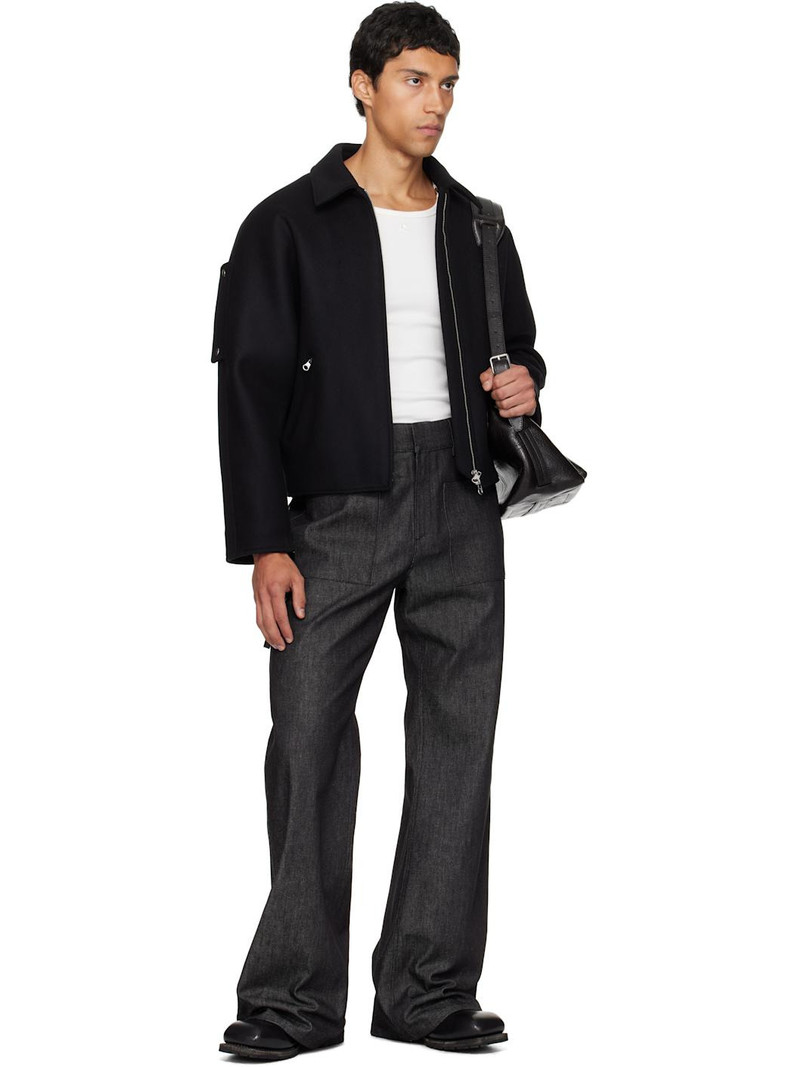 courrèges Black Embroidered Wool Bomber Jacket outlook