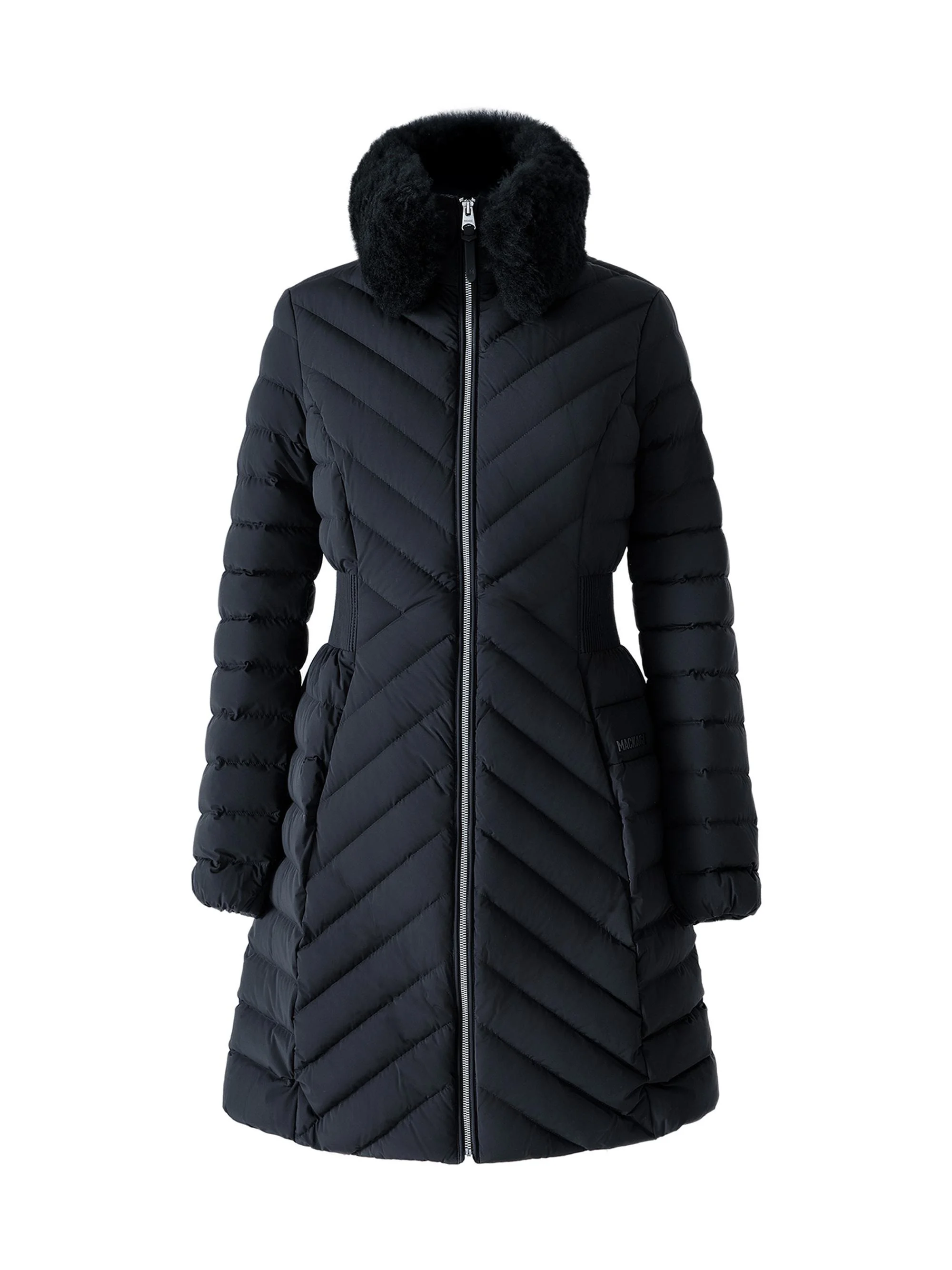 Women's Lyris Shearling-Trim Down Coat - Black - 1